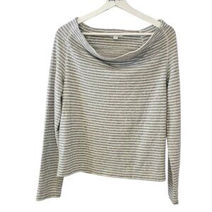 Standard James Perse Womens Striped Cowl Neck Long Sleeve Shirt, Cotton, Sz 2/ M